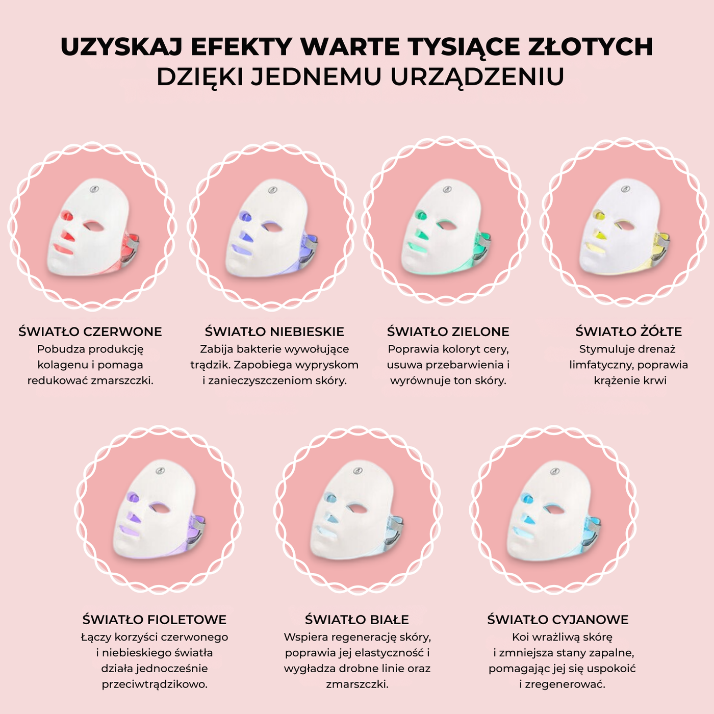 Maska na twarz LED 7-w-1