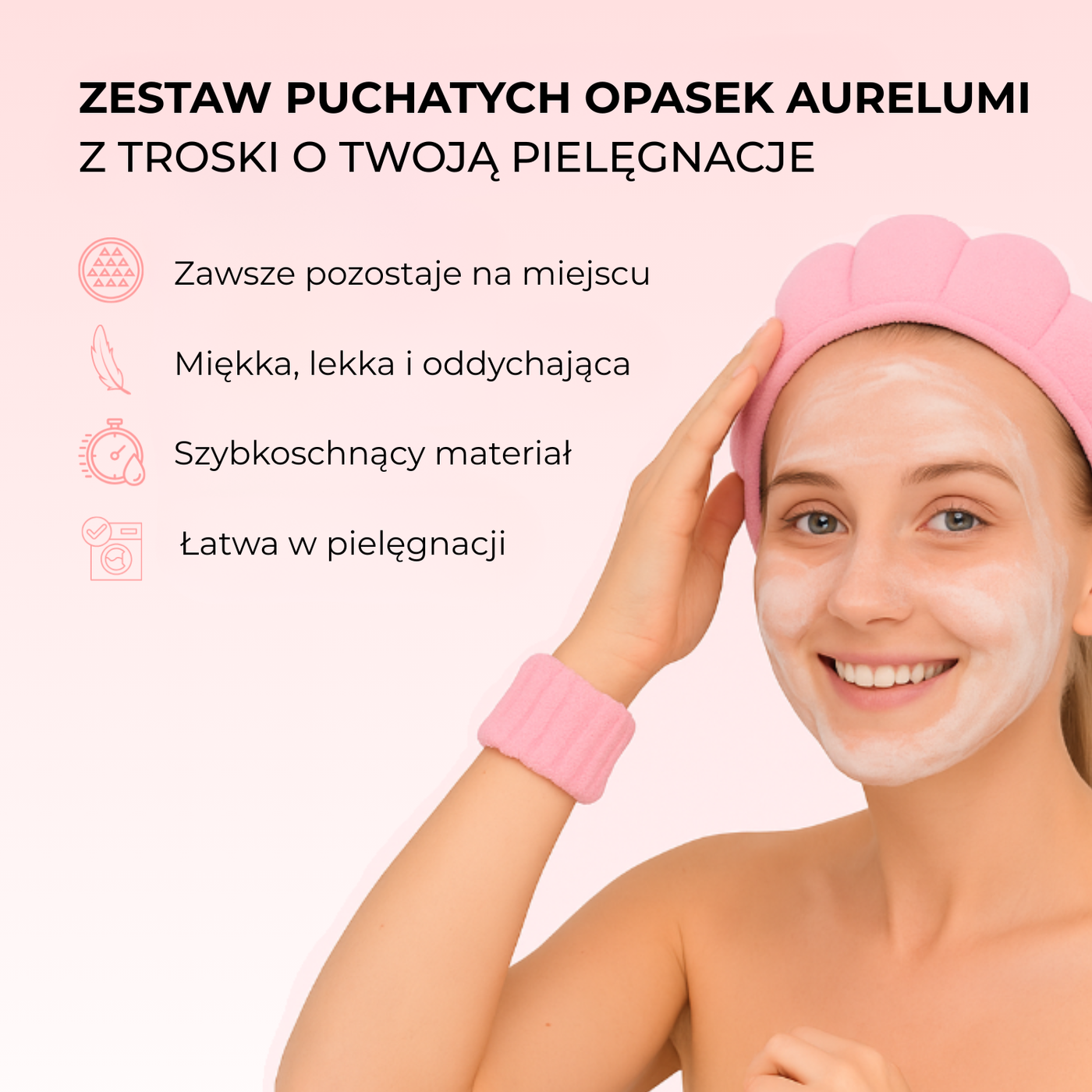 Zestaw Chmurka – puchate opaski na włosy i nadgarstek